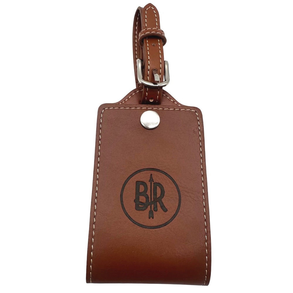 Banana Republic Brown Leather Luggage Tag Heritage BR Logo Travel ID Holder